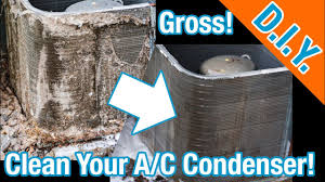 Then rinse with a hose directing the water downward and not straight in both cases you can use a flashlight to see how clear the coil is and you can do a second cleaning if needed. How To Clean Your Air Conditioner Condenser Coil Step By Step Youtube