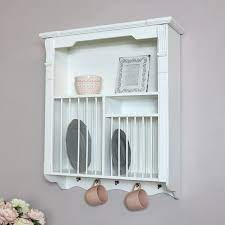 White Wall Mounted Plate Rack Flora