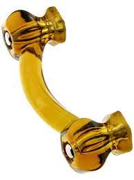 set of 4 amber glass cabinet handles