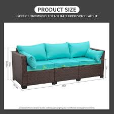 3 Seat Patio Wicker Couch Outdoor