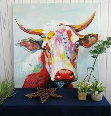 Colorful Cow Paintings Canvas Wall Art