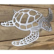 Metal Sea Turtle Ornament Beach Theme