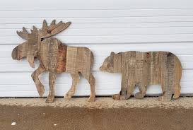 Wooden Moose Wall Decor Wall Art Bear