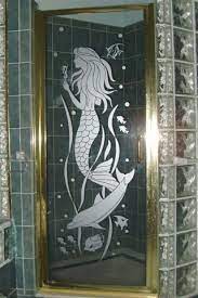 Etched Glass Shower Door Mermaid