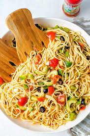 zesty spaghetti pasta salad with