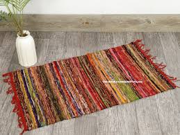 indian cotton runner rug dari chindi
