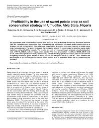pdf profitability in the use of sweet potato crop as soil pdf profitability in the use of sweet potato crop as soil conservation strategy in umudike abia state ia