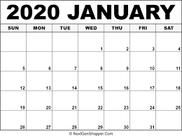Printable January 2020 Calendar Template Task Management Guide