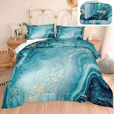 bedbay teal marble comforter set