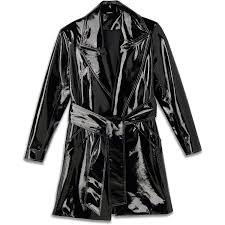 Black Patent Leather Mid Length Trench