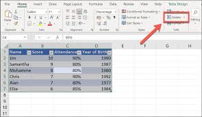 how to remove a table in excel app
