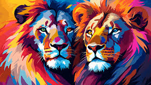 colorful pop art lions hd wallpaper by