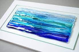 glass wall art large ocean art fused
