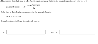 The Quadratic Formula Is Used To Solve
