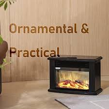 Donyer Power 14 Mini Electric Fireplace Tabletop Portable Heater 1500w Black