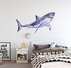 Shark Watercolor Wall Decal Ocean Sea
