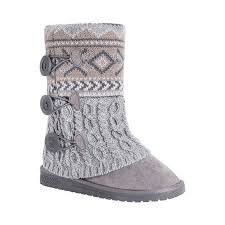 Muk Luks Womens Cheryl Faux Fur Lined Knit Sweater Boot