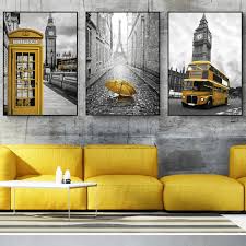 Paris London Wall Canvas Yellow