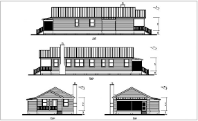 Rear View Of Bungalows Dwg File