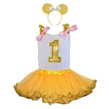 Birthday Glitter Gold Age Number Tops Tulle Tutu Sparkling Gold Headband Set