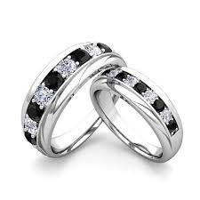 His and her wedding rings set sterling silver wedding. His And Hers Wedding Band Platinum Black Diamond Wedding Rings