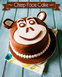 Cakes covered with chocolate rolled fondant can be decorated with royal or buttercream icing decorations. Chocolate Monkey Chimp Face Birthday Celebration Cake Recipe