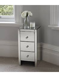 Mirrored bedside tables not only provide you a great opportunity to enhance lighting in the bedroom but also add character, sophistication and functionality redesign your bedroom space with this stylish four drawer bedside table by alterton furniture. Venetian Mirrored Glass 3 Drawer Bedside Table Glass Handles