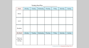 7 Day Meal Planner Template Weekly Meal Plan Template