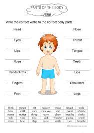 Body parts worksheets, body parts worksheet templates, body parts board games. Verbs Associated With Parts Of The Body English Esl Worksheets For Distance Learning And Physical Classrooms
