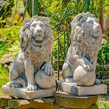 Magnesium Lion Sentry Statues