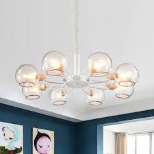 Nordic Style Orb Chandelier Lamp With Clear Glass Shade 3 6 8 Heads Drop Ceiling Lighting In White Takeluckhome Com