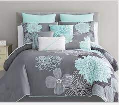 teal and gray bedroom