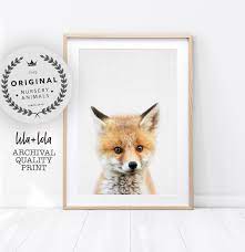 Baby Fox Print Nursery Animal Wall Art