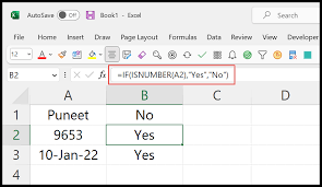 a cell value is a number excel formula