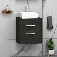 Modern aqua green glass sink bathroom vanity combo w/ shelve pop up. 600mm Wall Hung Vanity Unit 2 Drawer Hale Black Aqua Countertop Basin