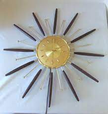 Mid Century Sunburst Wall Clock