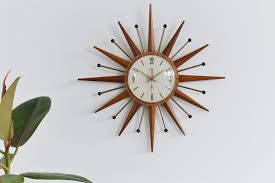 Starburst Teak 1960s Wall Clock By