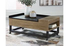 Black large rectangle composite coffee table with drawers. Fridley Lift Top Coffee Table Ashley Furniture Homestore