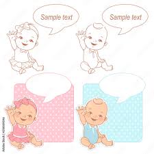baby shower set cute baby wave hand