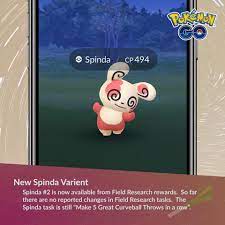 Pokémon GO Banbridge - Spinda #2 is now available in the task “Make 5 Great  Curveball Throws in a row”. Other than that no new Field Research tasks  have been reported so,