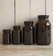Refillable Brown Glass Jars With Black