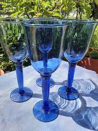 Cobalt Blue Long Stem Glassware Set Of