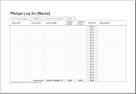 Donation Pledge Log Template For Excel Excel Templates
