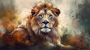 watercolor lion digital art a realistic