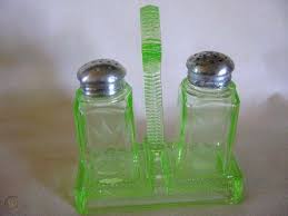 vintage green depression glass salt