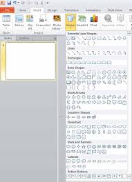 types of shapes in powerpoint 2010 and
