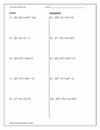 Polynomials Addition 2 Worksheets