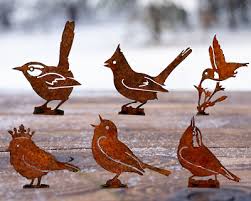 6 X Rustic Metal Bird Wall Art Birds