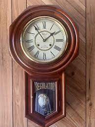 Vintage Regulator Wooden Wall Clock By