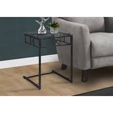 accent table black metal with tempered